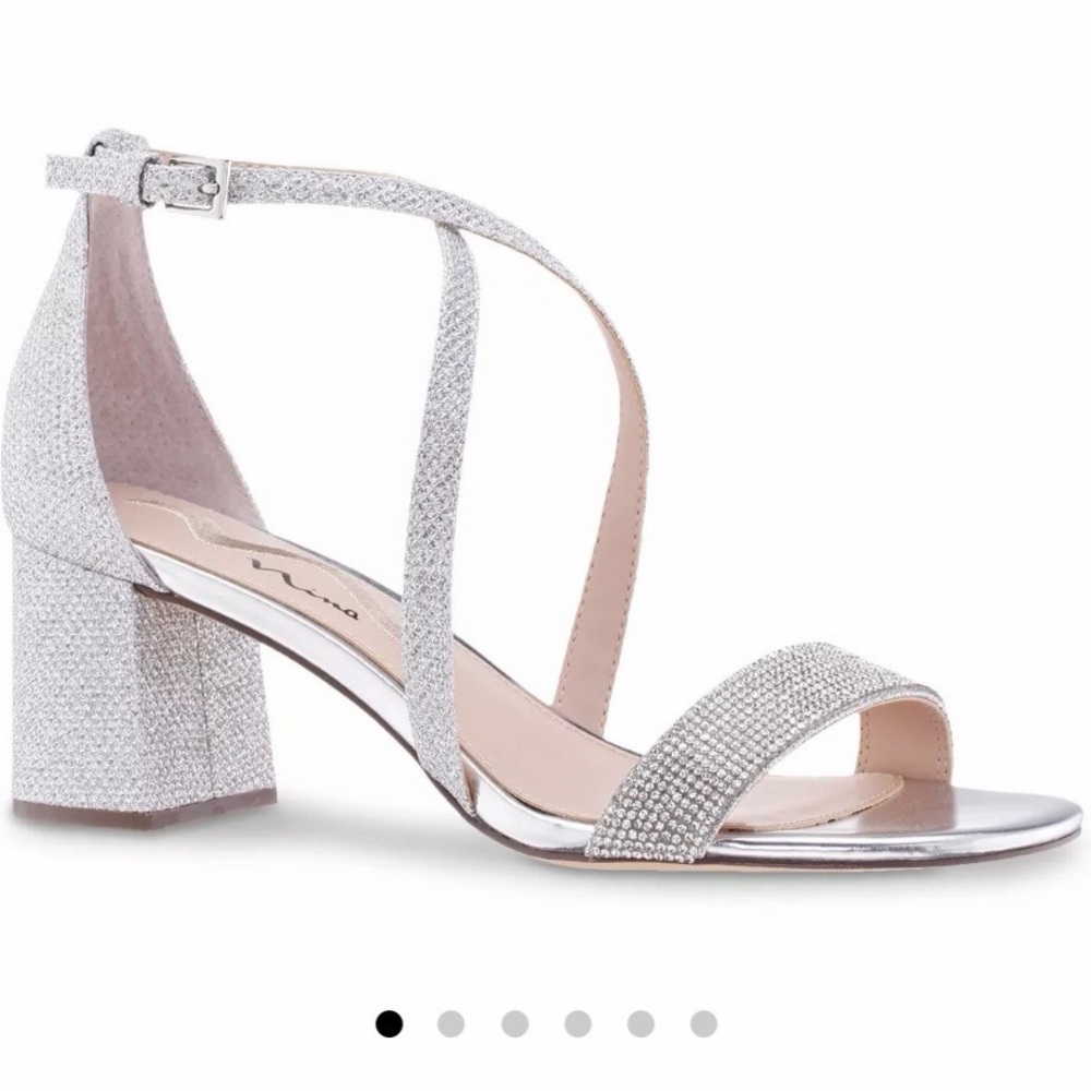 NIna rhinestone embellished block heel- worn 2x size 8